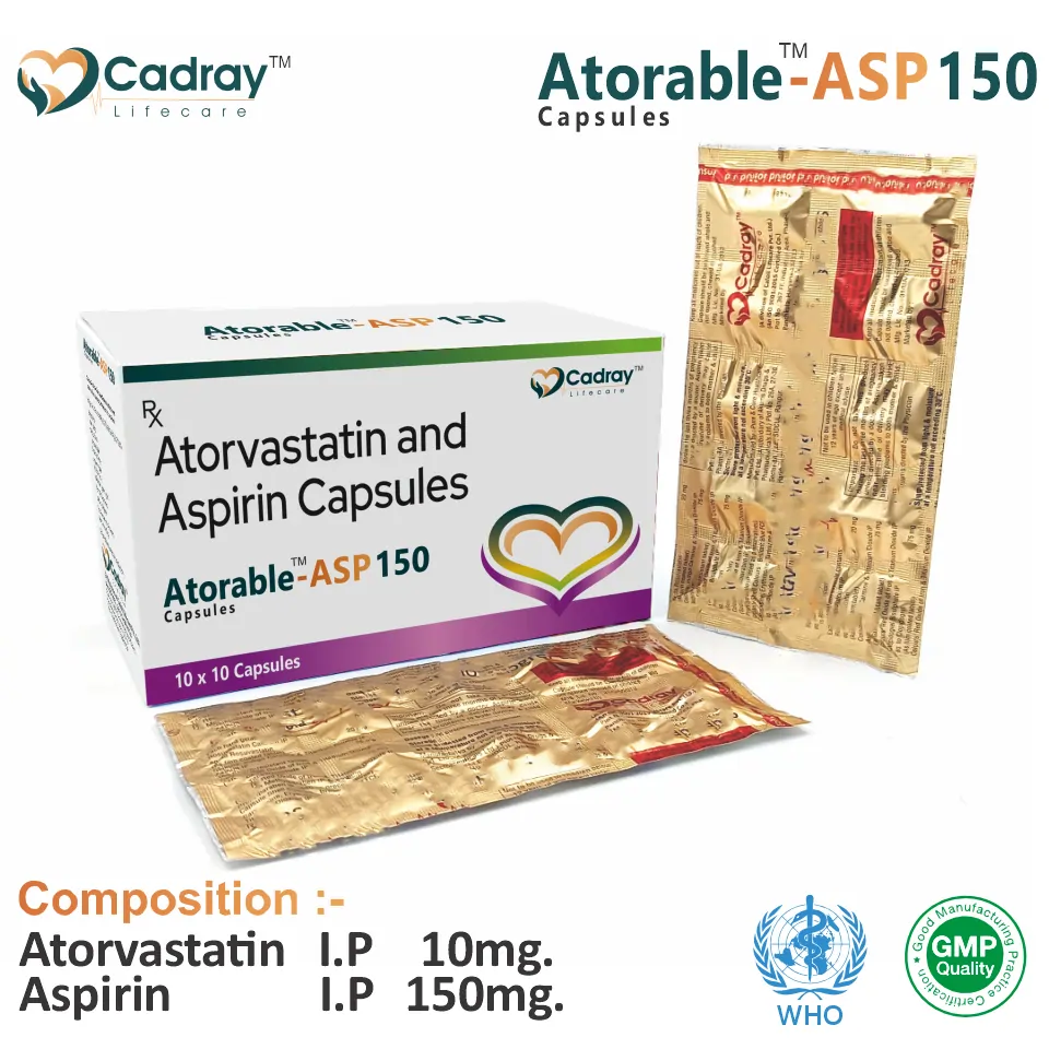 Atorvastatin 10mg Aspirin 150mg Capsule best price for PCD pharma franchise